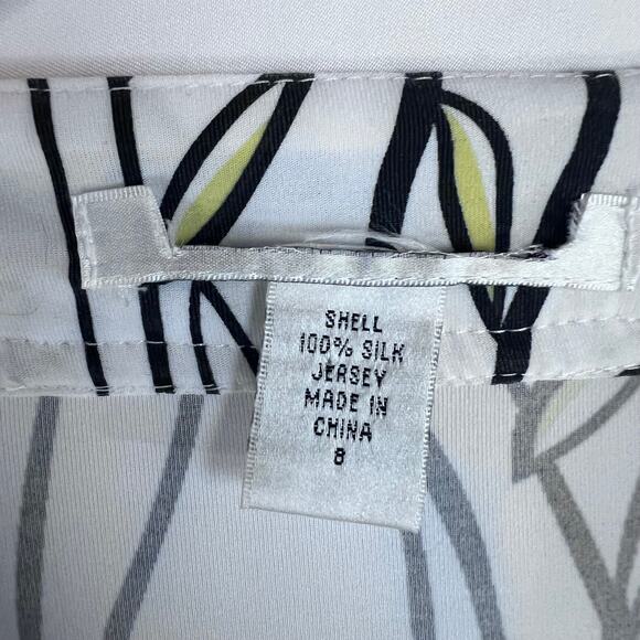 Diane Von Furstenburg Size 8 Silk Yellow and Black Wrap Dress Knee Length - Picture 5 of 7